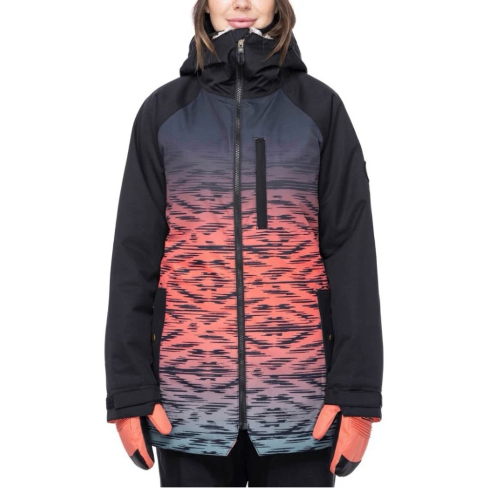 686 Dream Ikat Ski Snowboard Hot Coral, Black, and Sage Gradient Jacket